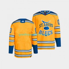 St. Louis Blues Blank Adidas 2022-2023 Reverse Retro Geel Authentic Shirt - Mannen
